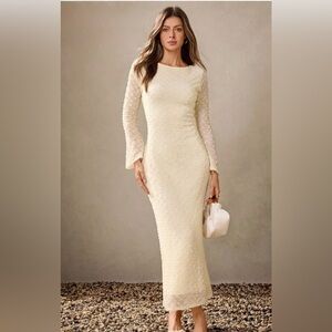 Ivory Long-Sleeve Sheath Dress